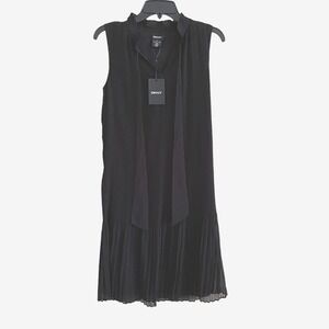 DKNY Women Pleated Sleeveless Tie Neck Ruffle Shift Dress Size 6 NWT
